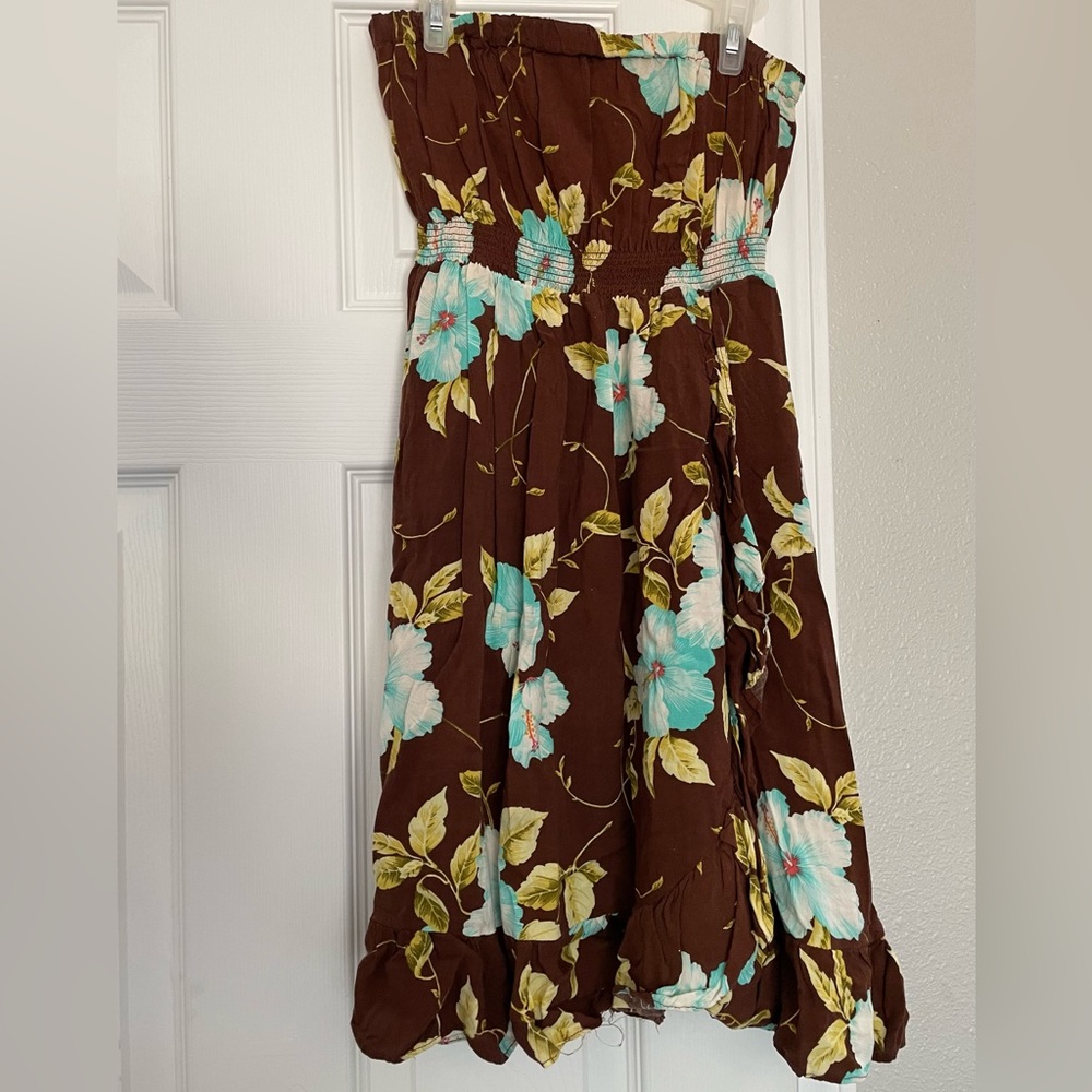 I Love H81 Los Angeles Brown Flower Dress